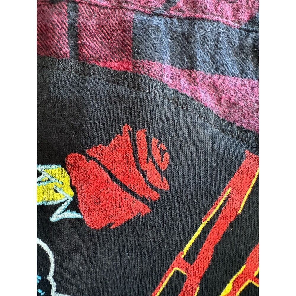 GUNS ‘N ROSES 80s Rock Retro Vintage Upcycled Plaid Hooded Flannel Kids Shirt M - Picture 10 of 11
